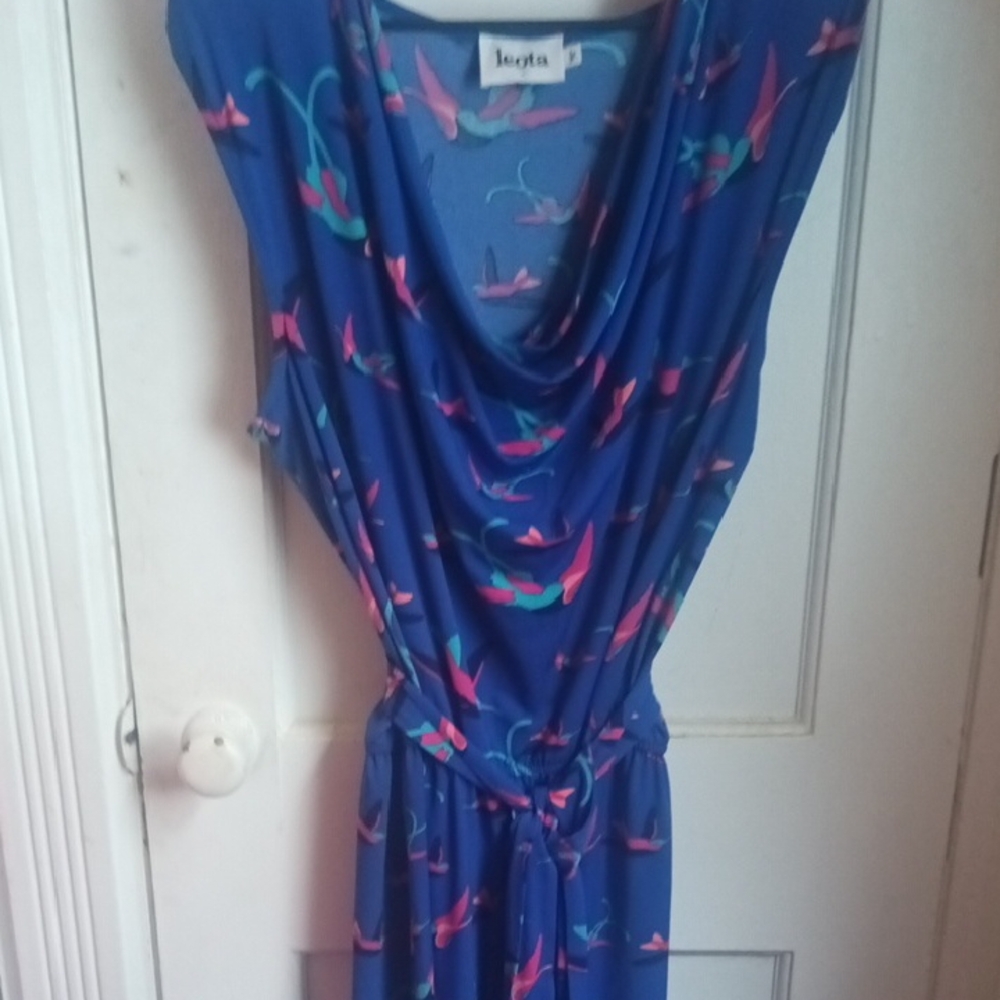 Nwot. Leota Blue Dress with Pink and Teal  Accents